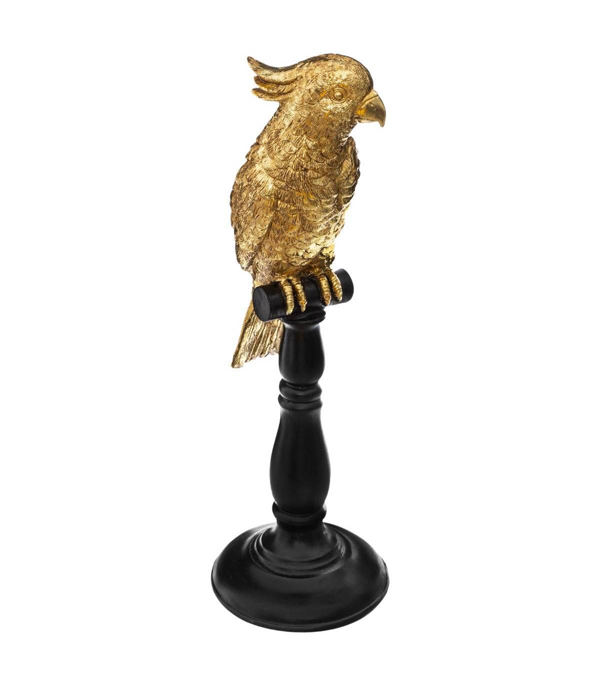 Perroquet décoratif en Résine Noire et Dorée H 33 cm - Image 1