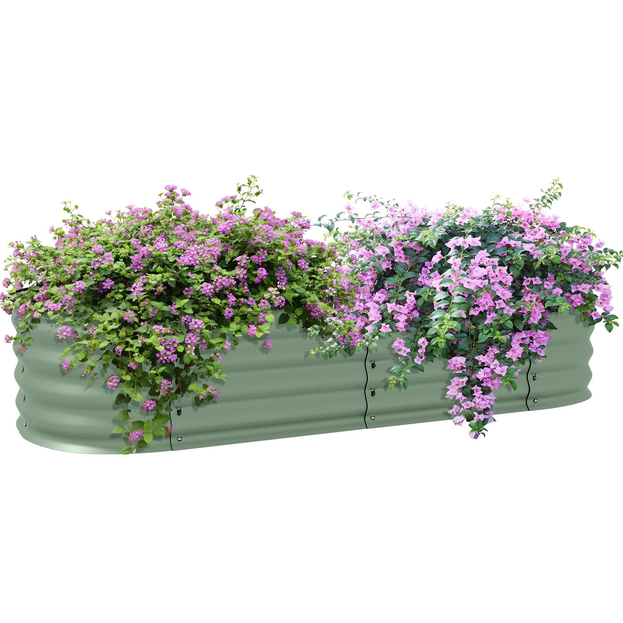 Jardinière surélevée carré potager de jardin en acier modulable légumes, plantes, fleurs, dim. 150 x 62 x 30 cm vert