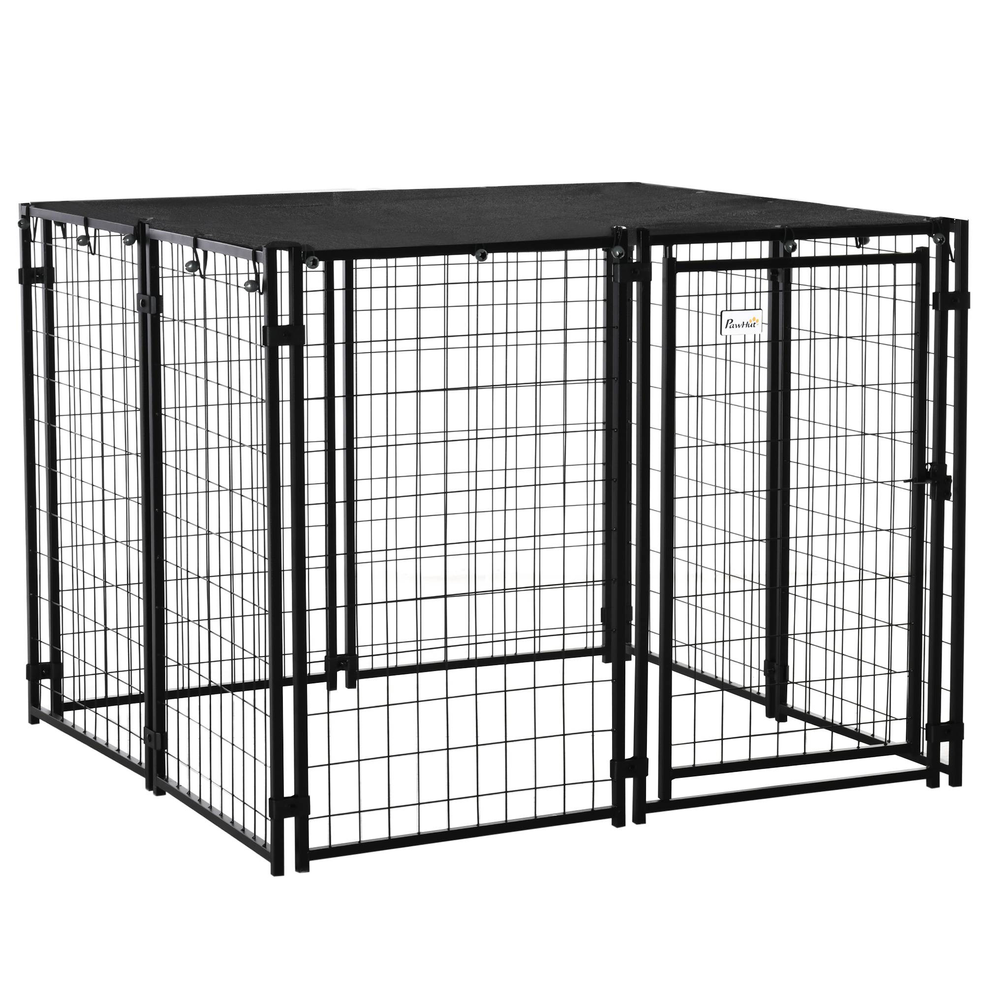 Parc pliable pour chien avec housse, 8 panneaux et porte verrouillable, 141 x 141 x 113 cm, noir