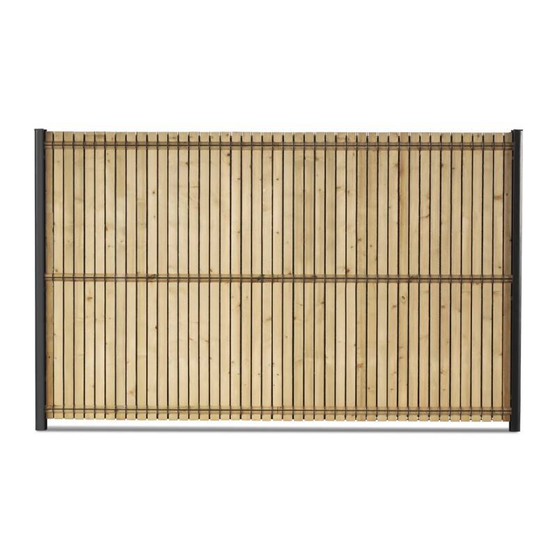 Kit occultation lamelles bois sapin pour panneau rigide maille 55 H 1m53 L 2m50 ep 8mm - Easy Clôture - Image 1