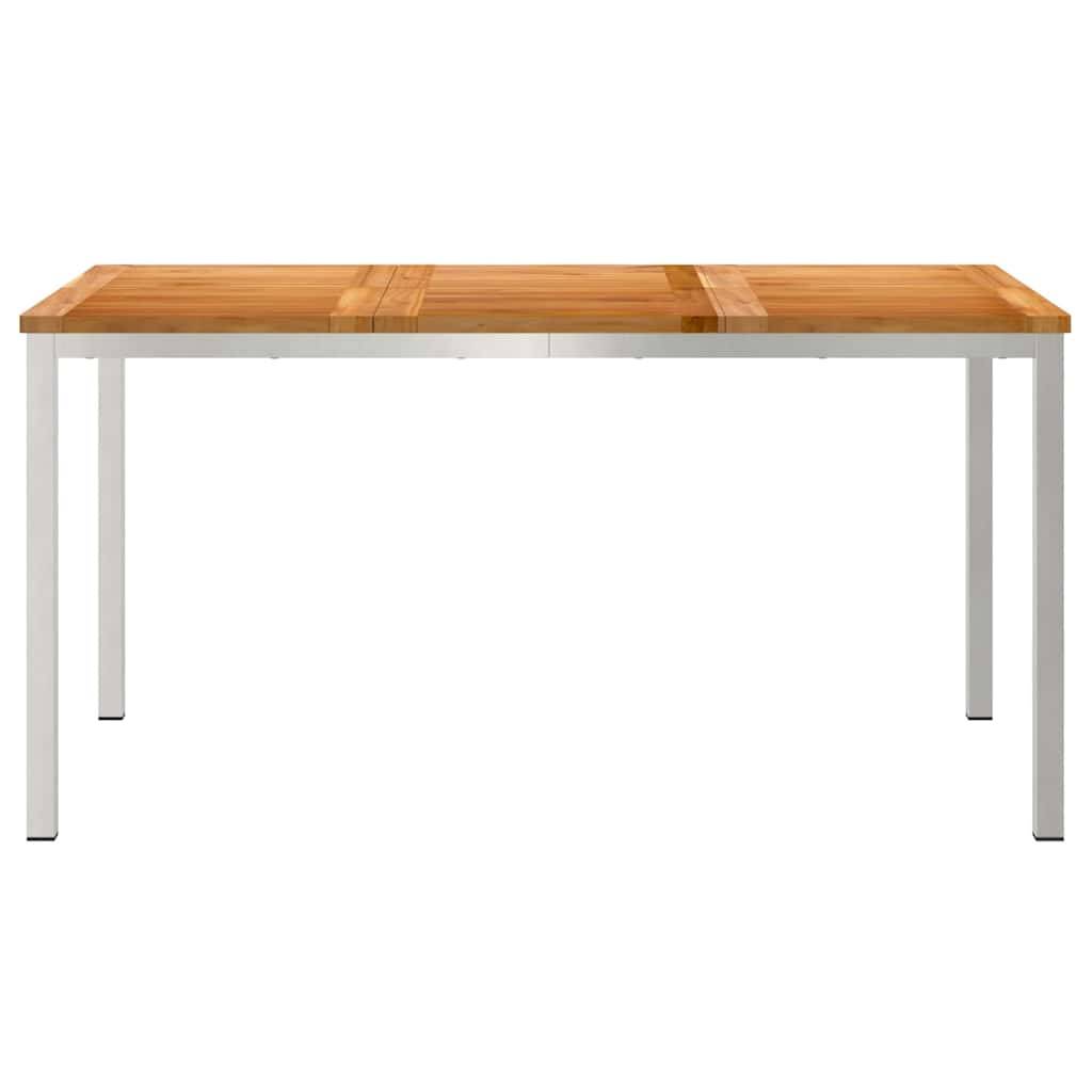 Table de Repas de Jardin en Teck Massif 150x90cm, Grande Table d'Extérieur 6 Places, Structure en Acier Inox – ComfortXL Outdoor Living - Image 5