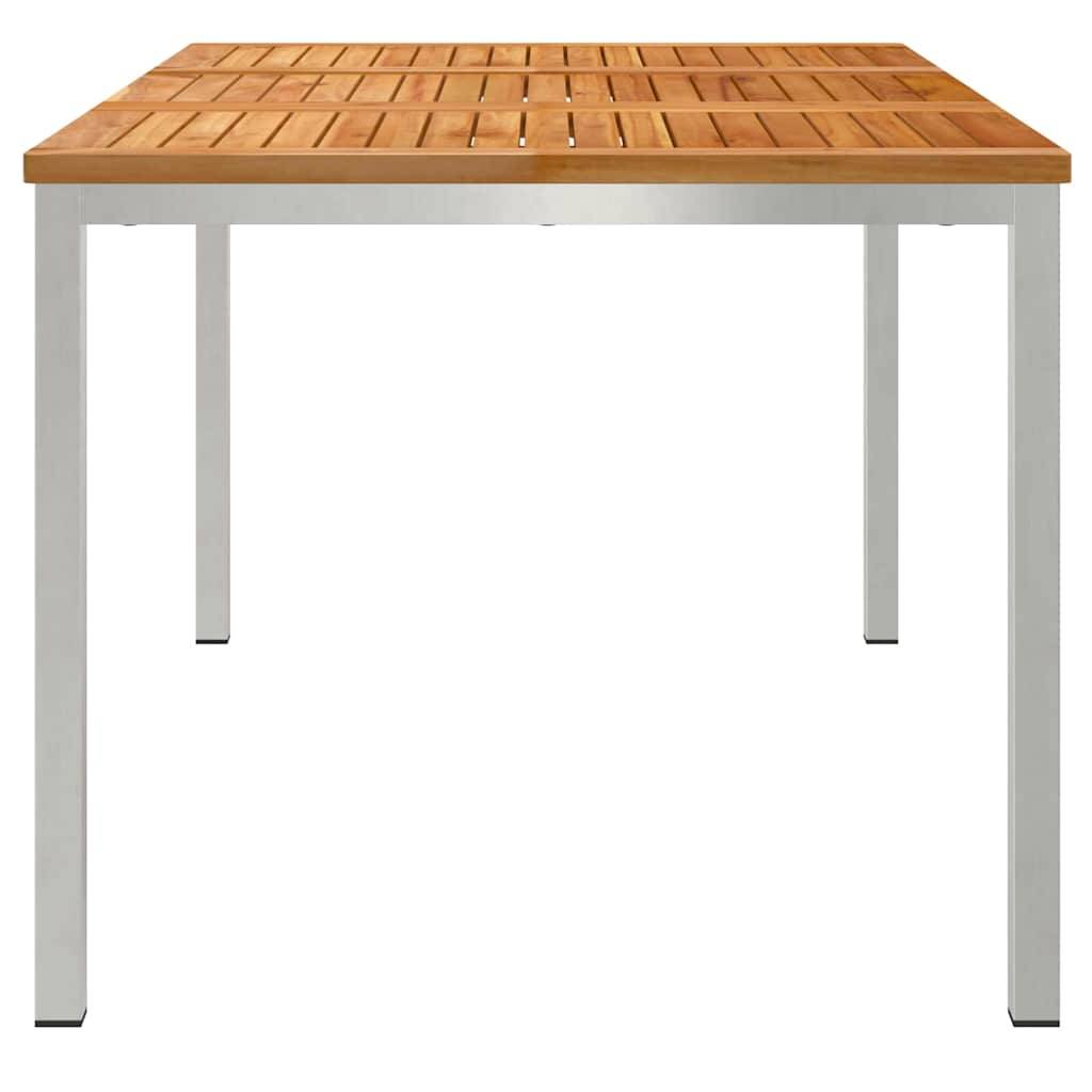 Table de Repas de Jardin en Teck Massif 150x90cm, Grande Table d'Extérieur 6 Places, Structure en Acier Inox – ComfortXL Outdoor Living - Image 6
