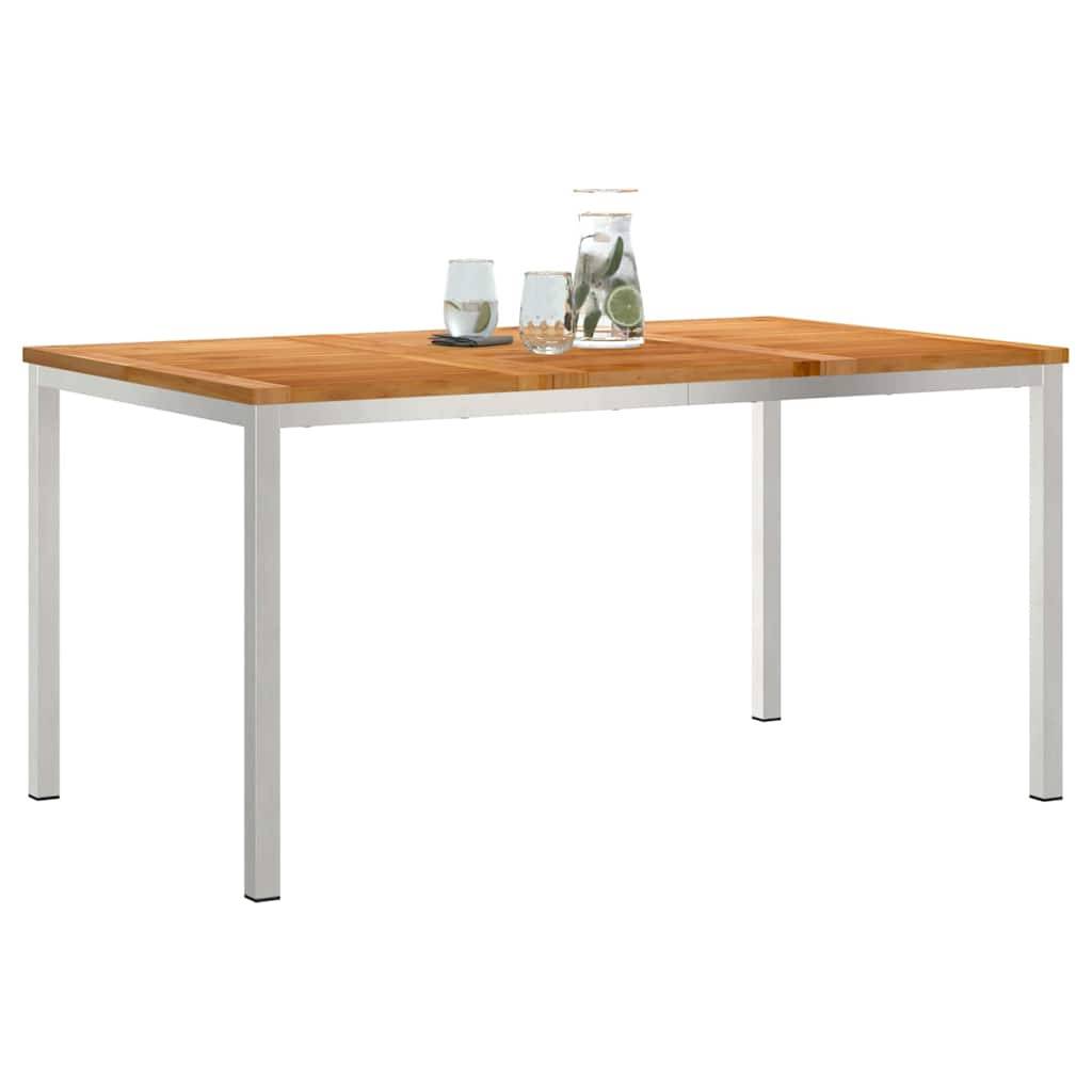 Table de Repas de Jardin en Teck Massif 150x90cm, Grande Table d'Extérieur 6 Places, Structure en Acier Inox – ComfortXL Outdoor Living - Image 3
