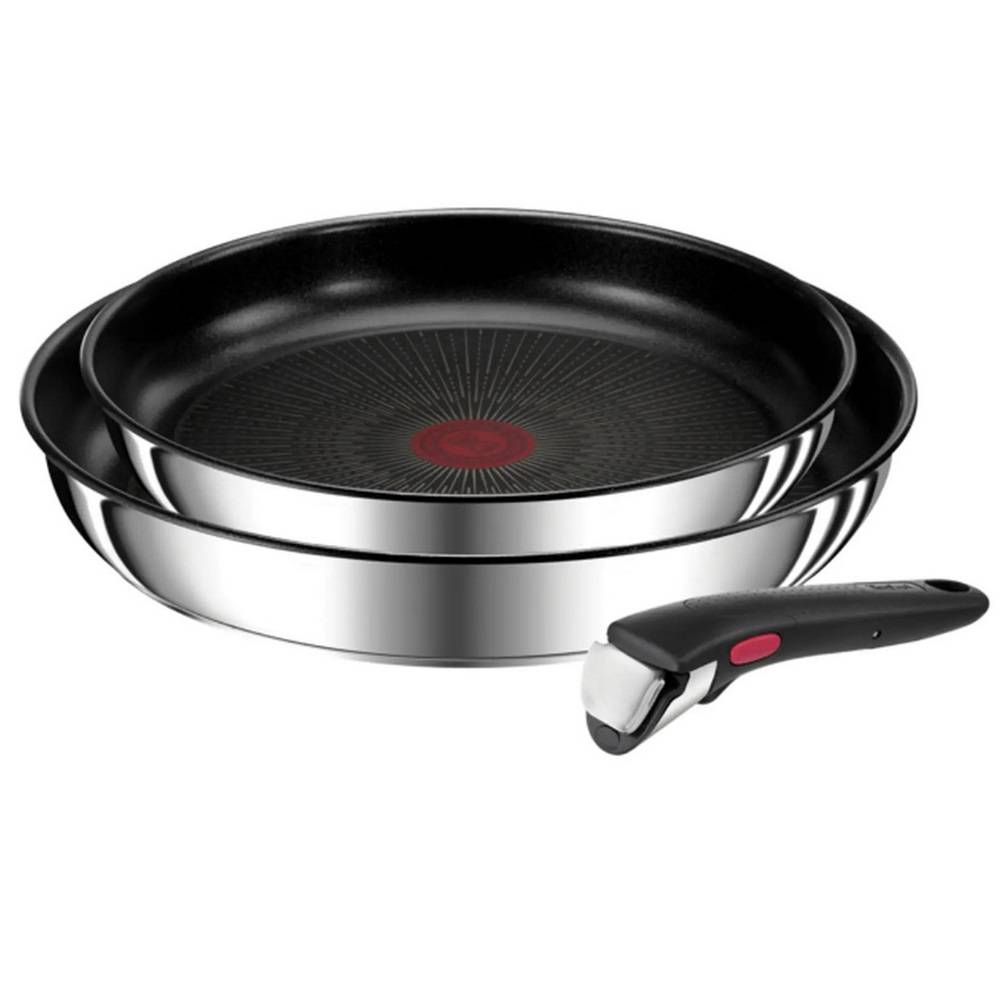 Lot de 2 poêles 22/26cm inox + poignée L9739002 Tefal