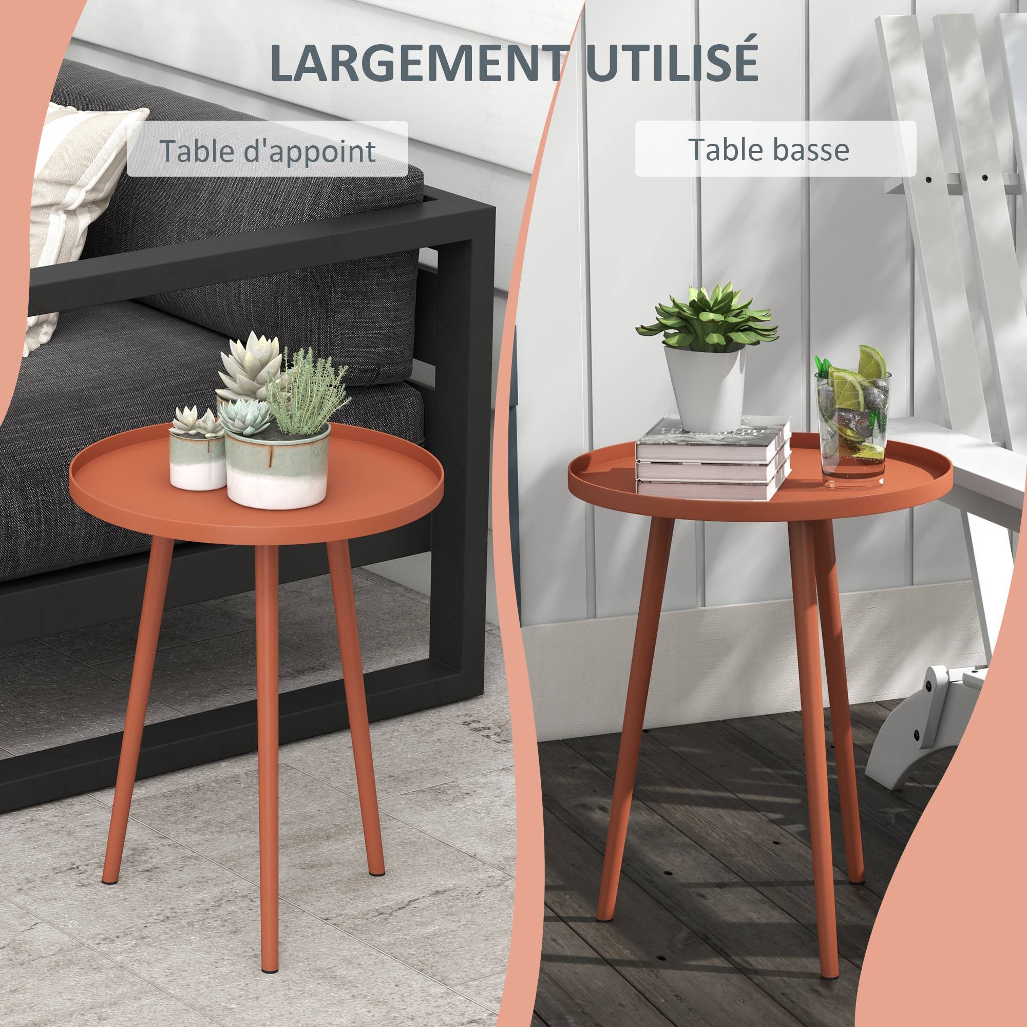 PANGIVO - Table basse de jardin acier rouge 40 x 40 x 50 cm - PANGIVO - Image 7