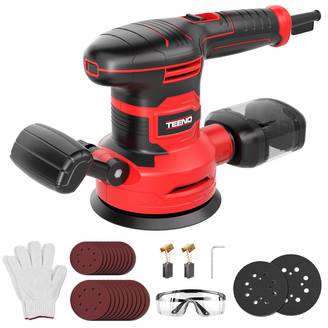 MAXPRO Ponceuse Excentrique Orbitale 450W - 6 Vitesses 6000-13000 Tr/min, Plateau 125 Mm Velcro, Poignée Soft Grip, Sac Poussière, Polyvalente Bois Métal