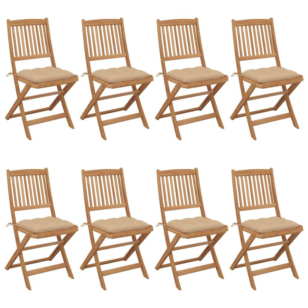 Lot de 8 chaises de jardin pliables bois d'acacia beige 48.5 x 57 x 91 cm - PANGIVO - Image 1