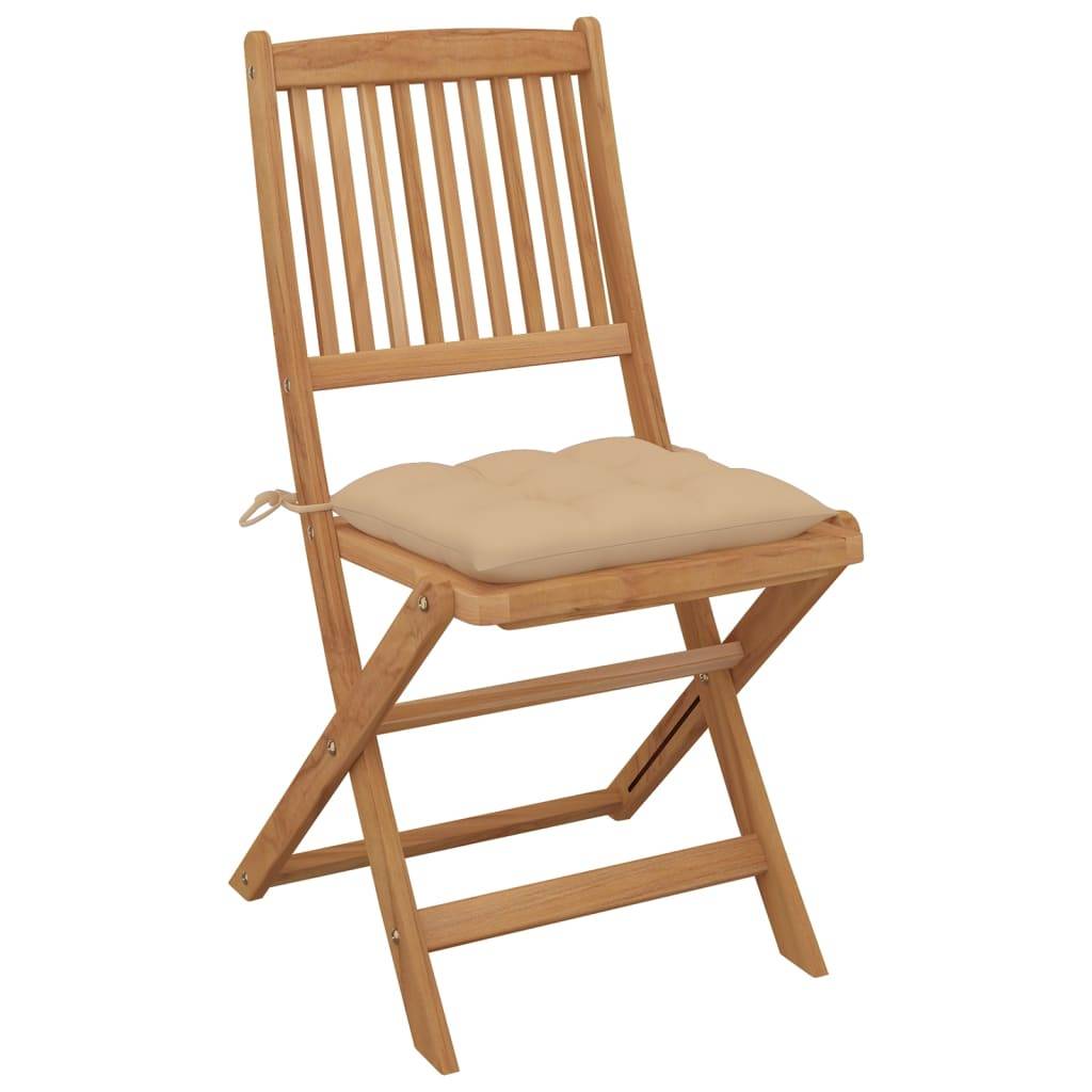 Lot de 8 chaises de jardin pliables bois d'acacia beige 48.5 x 57 x 91 cm - PANGIVO - Image 3
