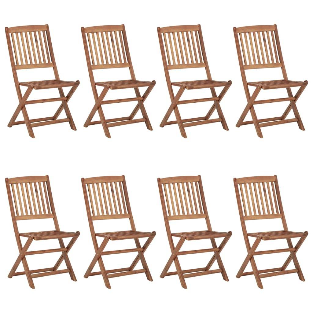 Lot de 8 chaises de jardin pliables bois d'acacia beige 48.5 x 57 x 91 cm - PANGIVO - Image 2