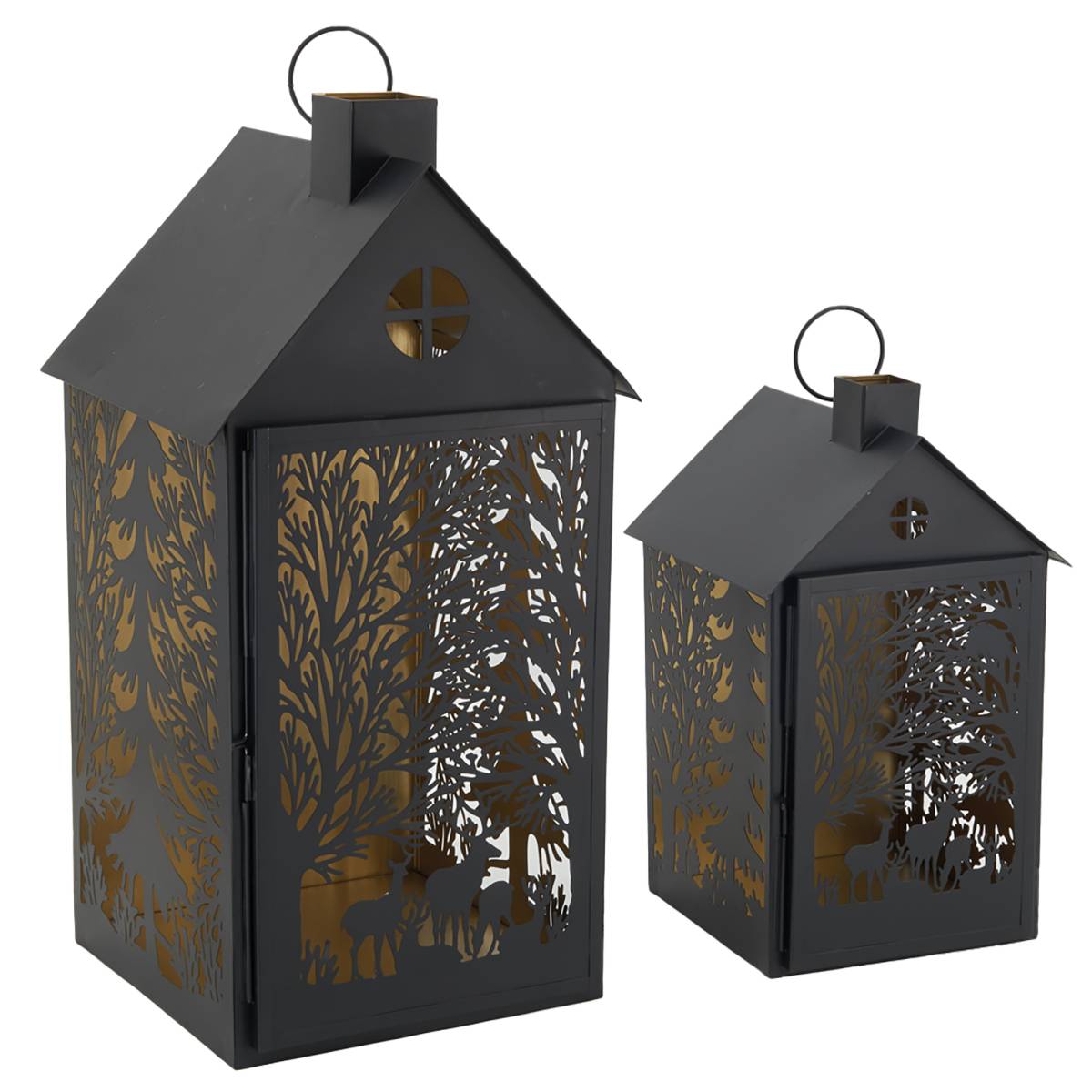 Aubry Gaspard - Lanternes en métal noir Maison Cerf (lot de 2) - Imagen 1