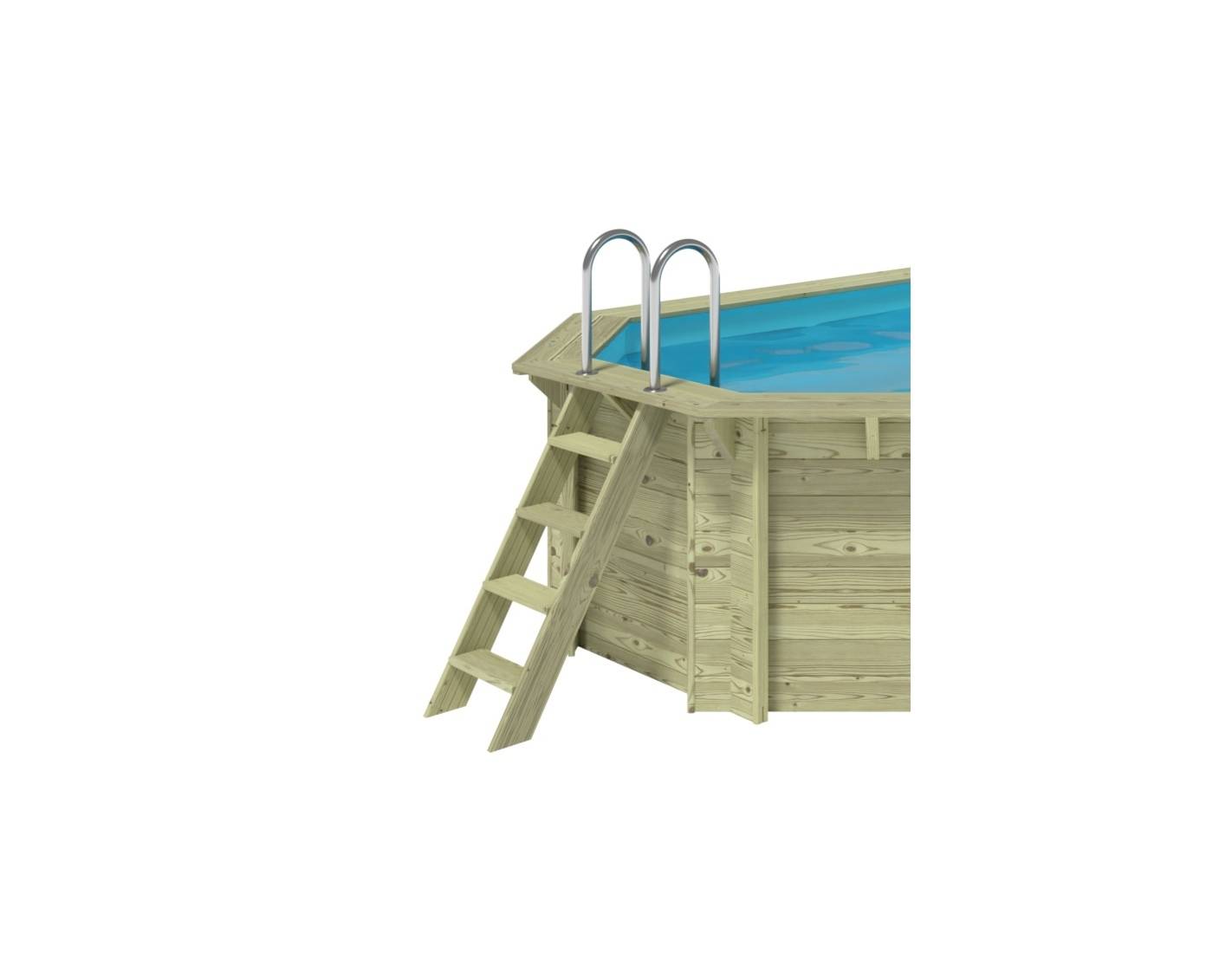 Altanka - Piscine hors sol en bois Sao Paulo 6.57 x 4.07 - H.1.2 m, bleu pâle, fixations à sceller - BAS748OSPI - ALTANKA - Imagen 9