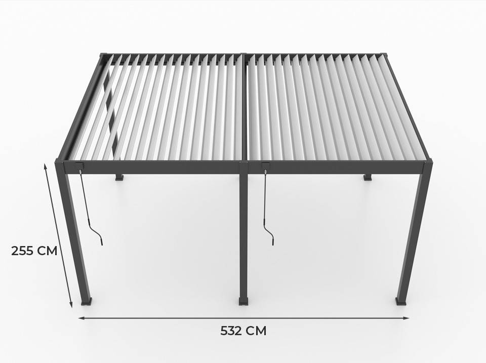 Pergola Bioclimatique Aluminium Autoportée 19m² - 3,6x5,3 - Store Latéral Inclus - Anthracite - 34 lames en Aluminium a 120 degrés - Imagen 7