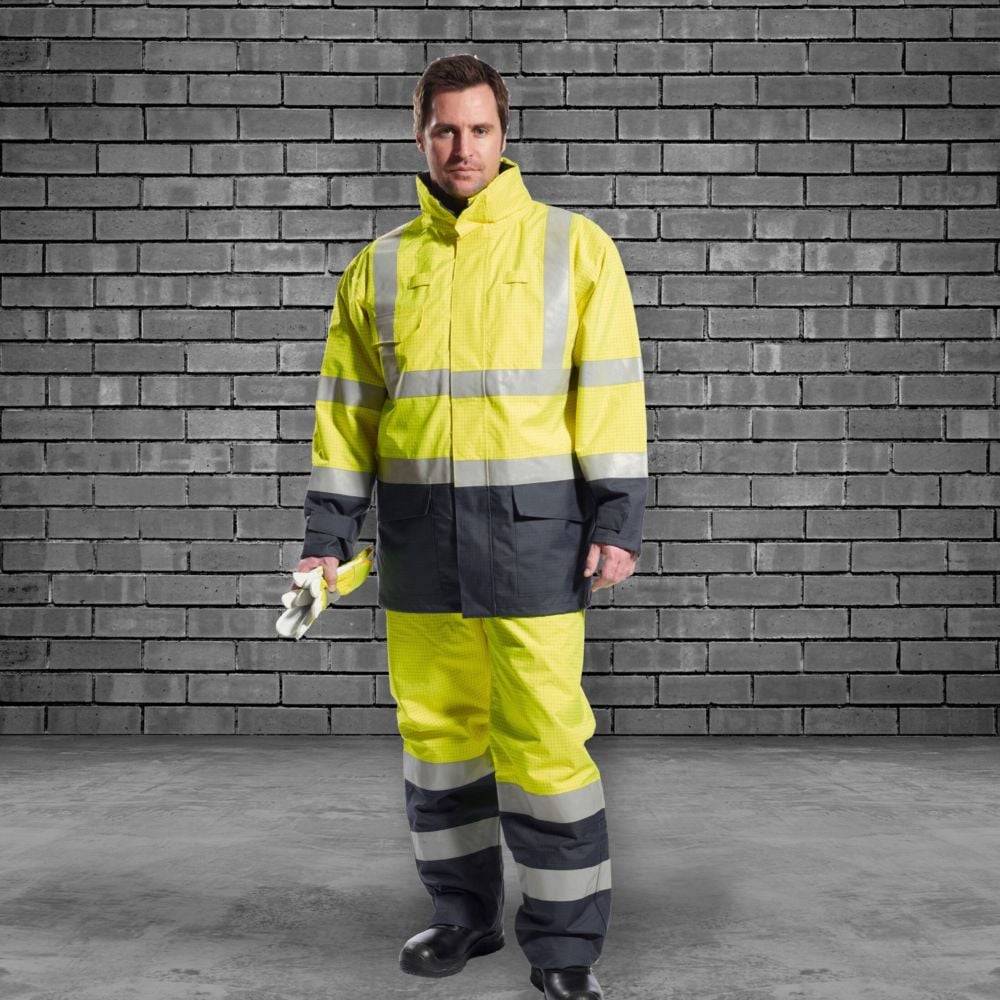 Parka Hv Bizflame Rain Multi-risques Couleur : Jaune/marine Taille Xl - Portwest - Image 4