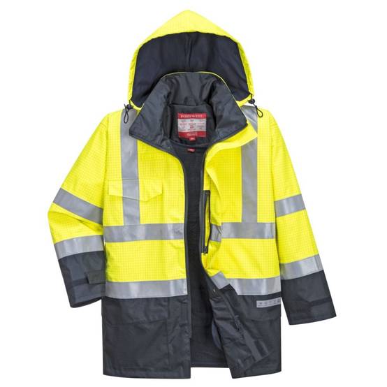 Parka Hv Bizflame Rain Multi-risques Couleur : Jaune/marine Taille Xl - Portwest - Image 2
