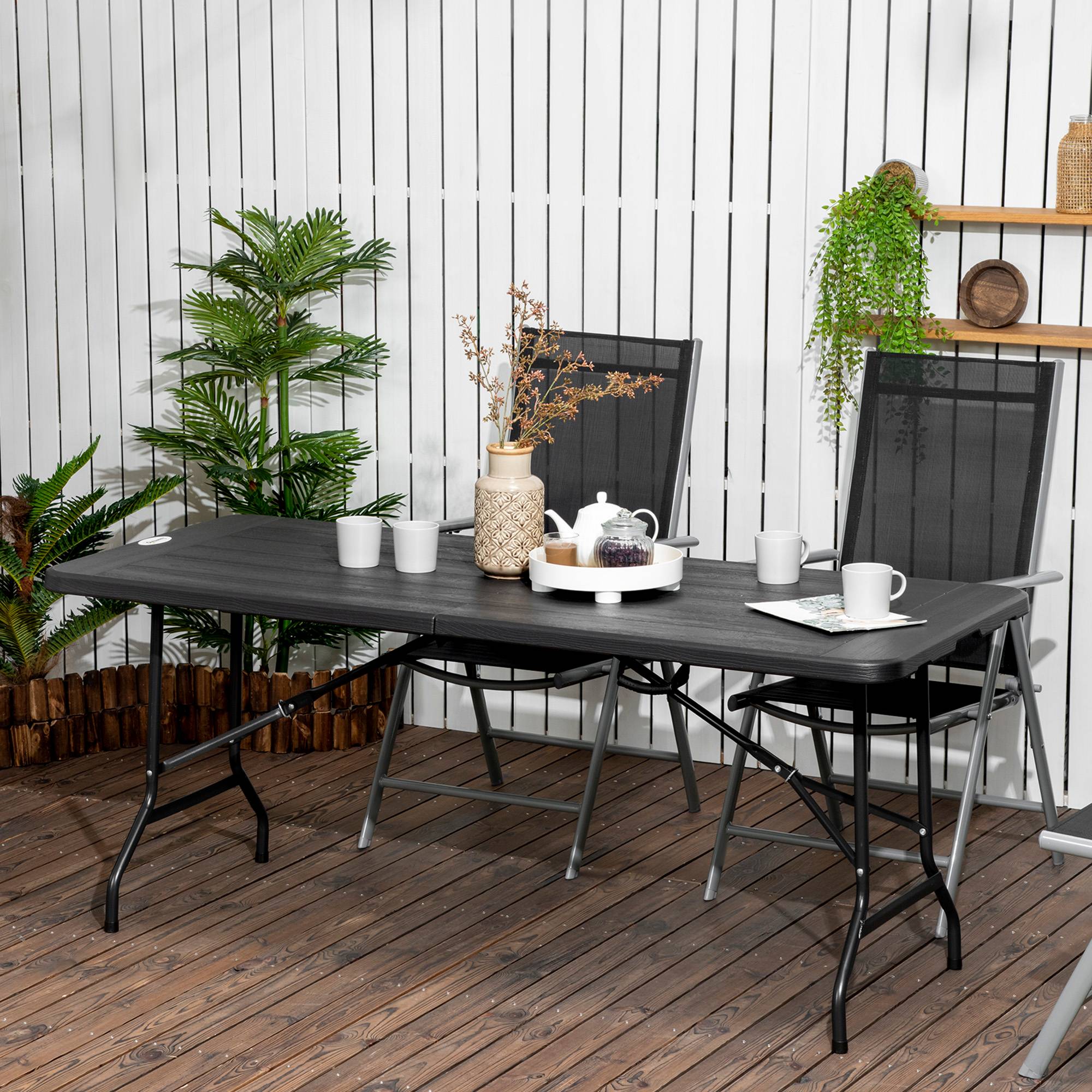 ComfortXL - Table de jardin pliante HDPE effet bois gris 180 x 75,5 cm pour 6 personnes - ComfortXL Outdoor Living - Image 4