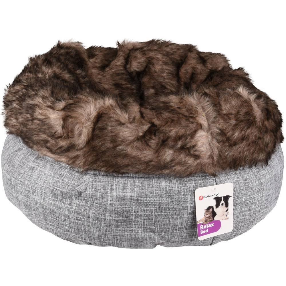 Panier rond ø 45 cm x 25 cm panier Amadeo couleur gris brun pour chat - Imagen 1