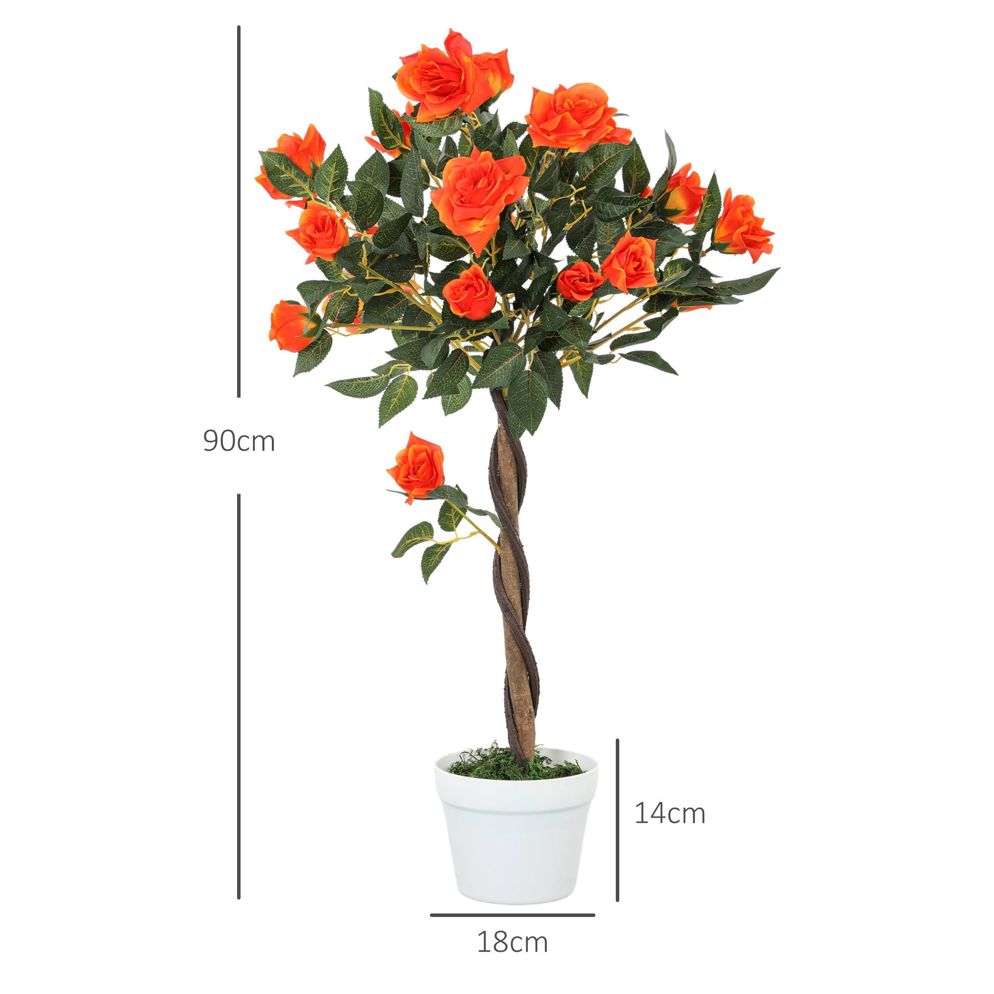 ComfortXL - Rosier Artificiel Pot Plastique Ciment Intérieur Extérieur Décor 90cm Orange - ComfortXL Outdoor Living - Image 5