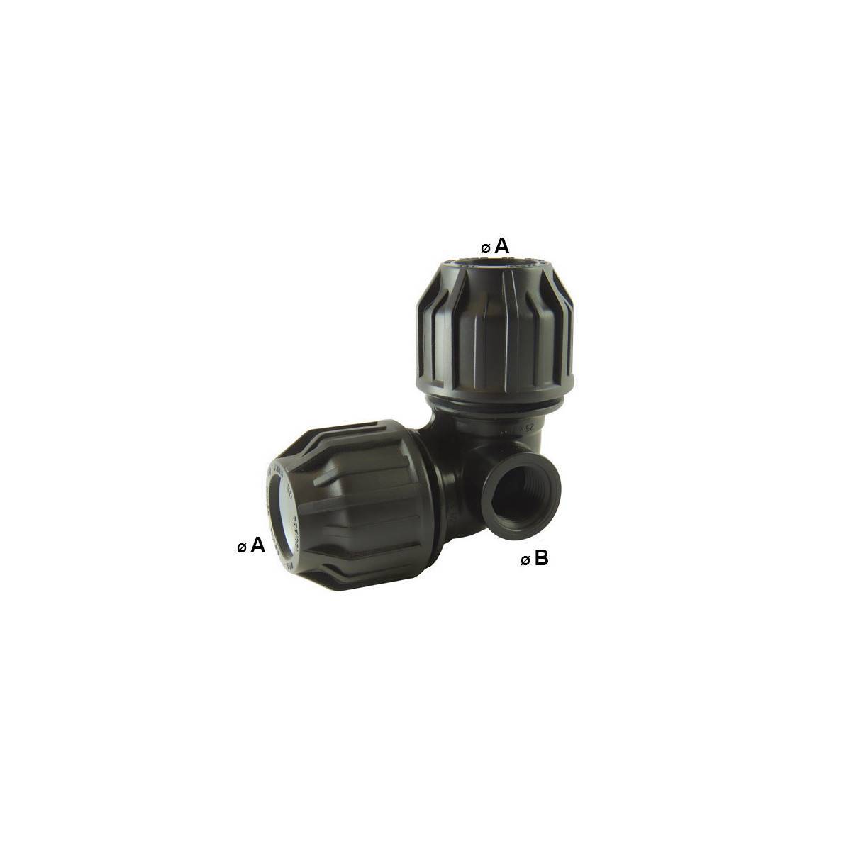 Codital - Coude 90° Compression pour Arroseur | Femelle BSP | Tube PE - Ø A: 32mm | Ø B: 1/2'' - Imagen 2