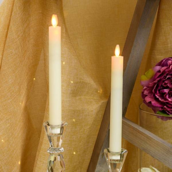 Lotti - Jeu de 2 chandelles lumineuses à piles en cire ivoire flamme en mouvement 23cm LED blanc chaud Lotti - Imagen 4