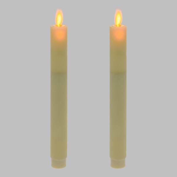 Lotti - Jeu de 2 chandelles lumineuses à piles en cire ivoire flamme en mouvement 23cm LED blanc chaud Lotti - Imagen 1
