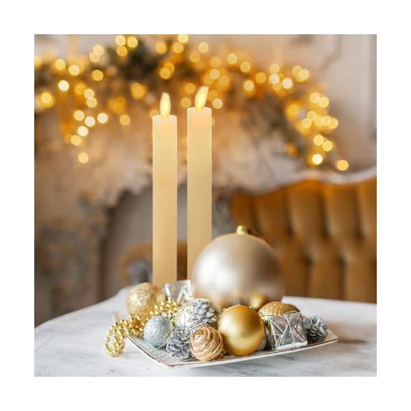 Lotti - Jeu de 2 chandelles lumineuses à piles en cire ivoire flamme en mouvement 23cm LED blanc chaud Lotti - Imagen 2