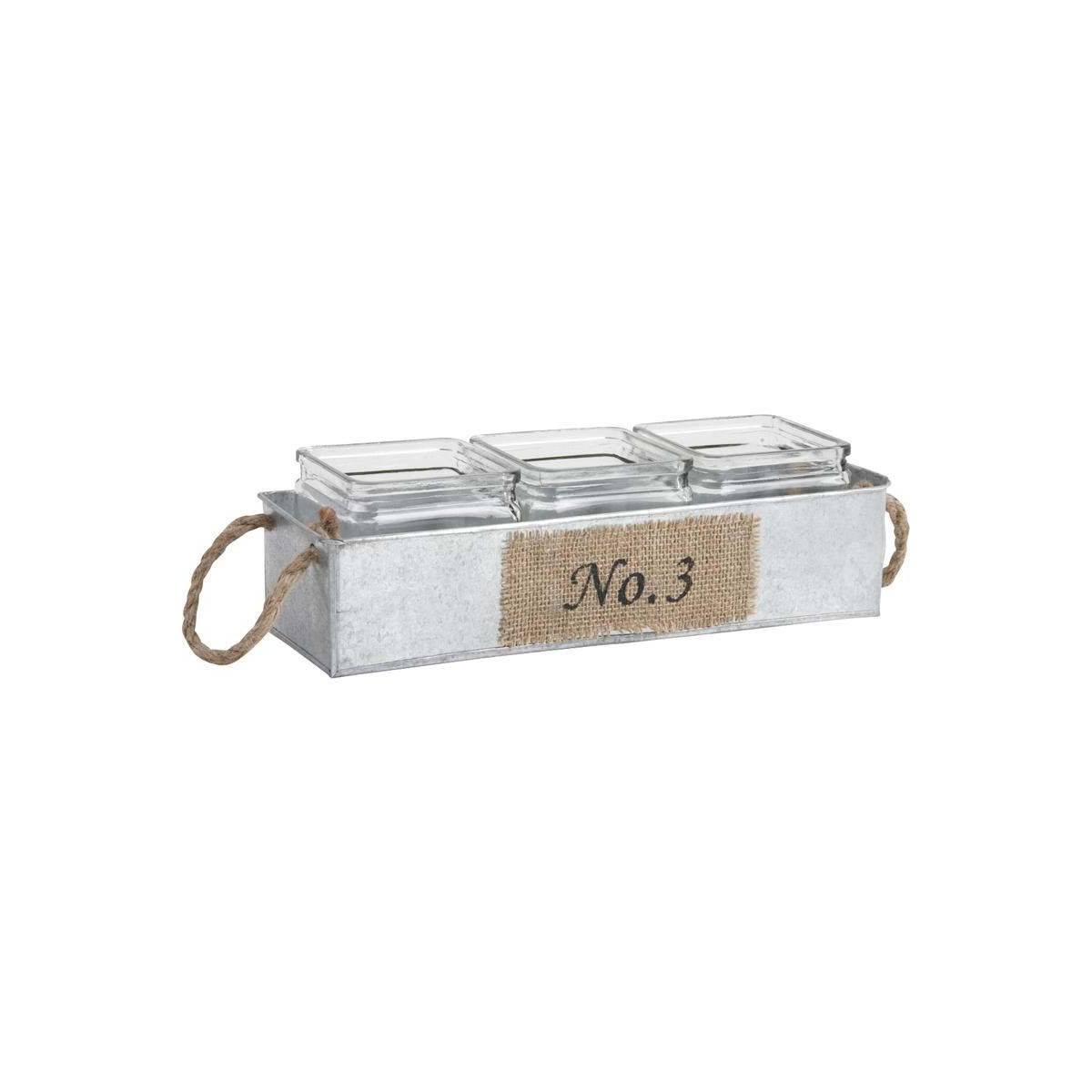 Aubry Gaspard - Jardinière en zinc avec pots en verre 34,5 cm - Image 1