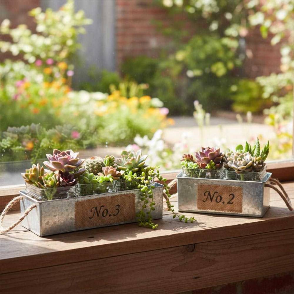 Aubry Gaspard - Jardinière en zinc avec pots en verre 34,5 cm - Image 2
