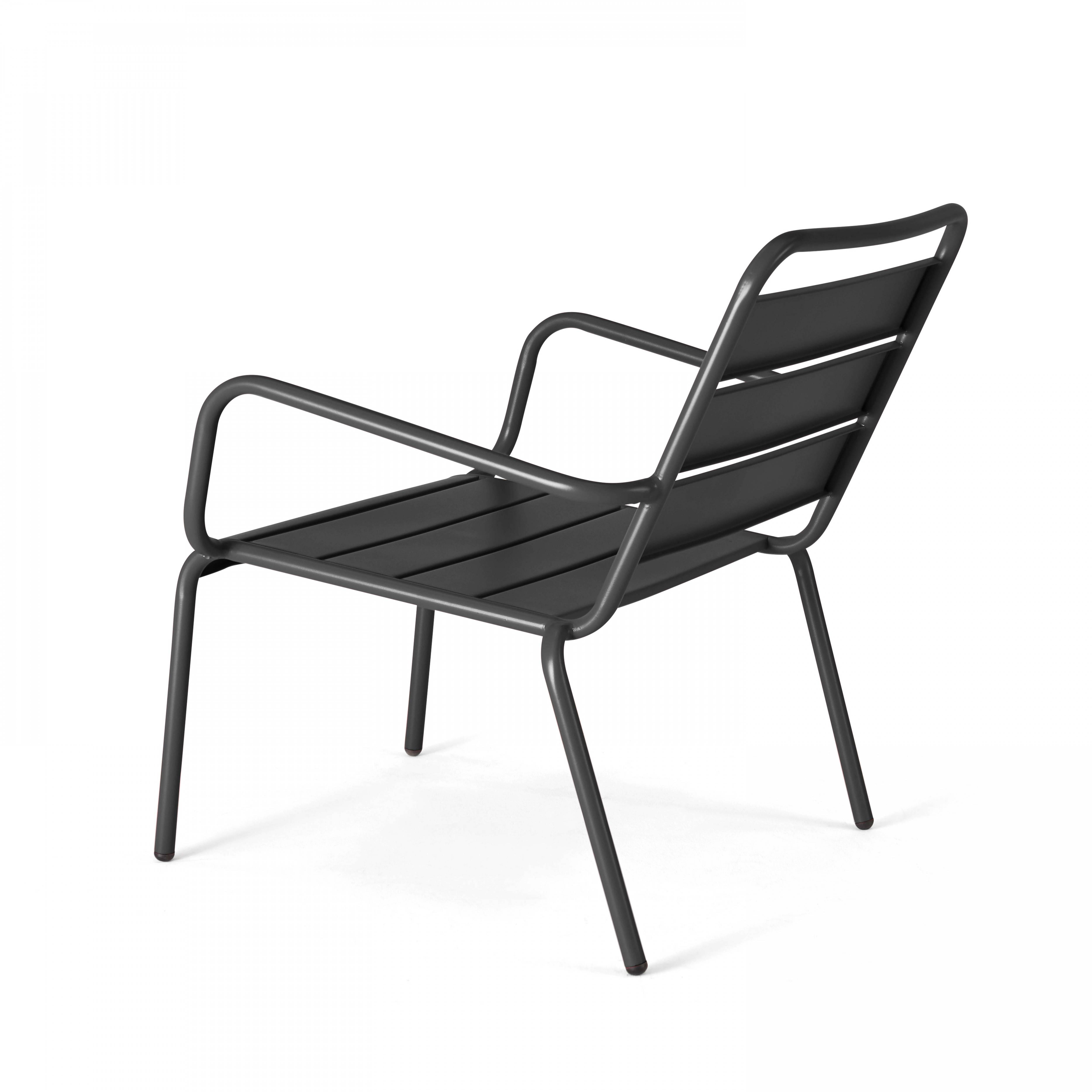 Oviala - Fauteuil relax et repose pied en métal anthracite Palavas - Oviala - Imagen 5