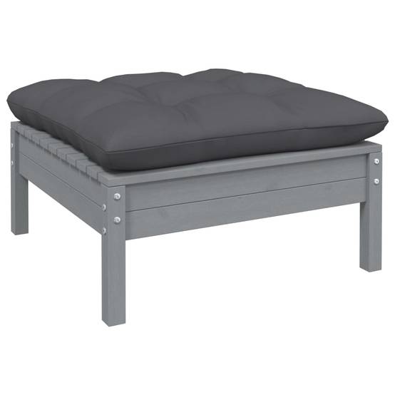 Vidaxl - Salon de jardin 11 pcs avec coussins Gris Bois de pin solide vidaXL 3097195 - Image 6