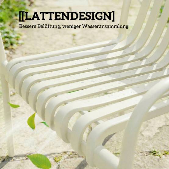 Lot de 4 chaises de jardin plastique terrasse empilables accoudoirs blanc crème - ComfortXL Outdoor Living - Image 6
