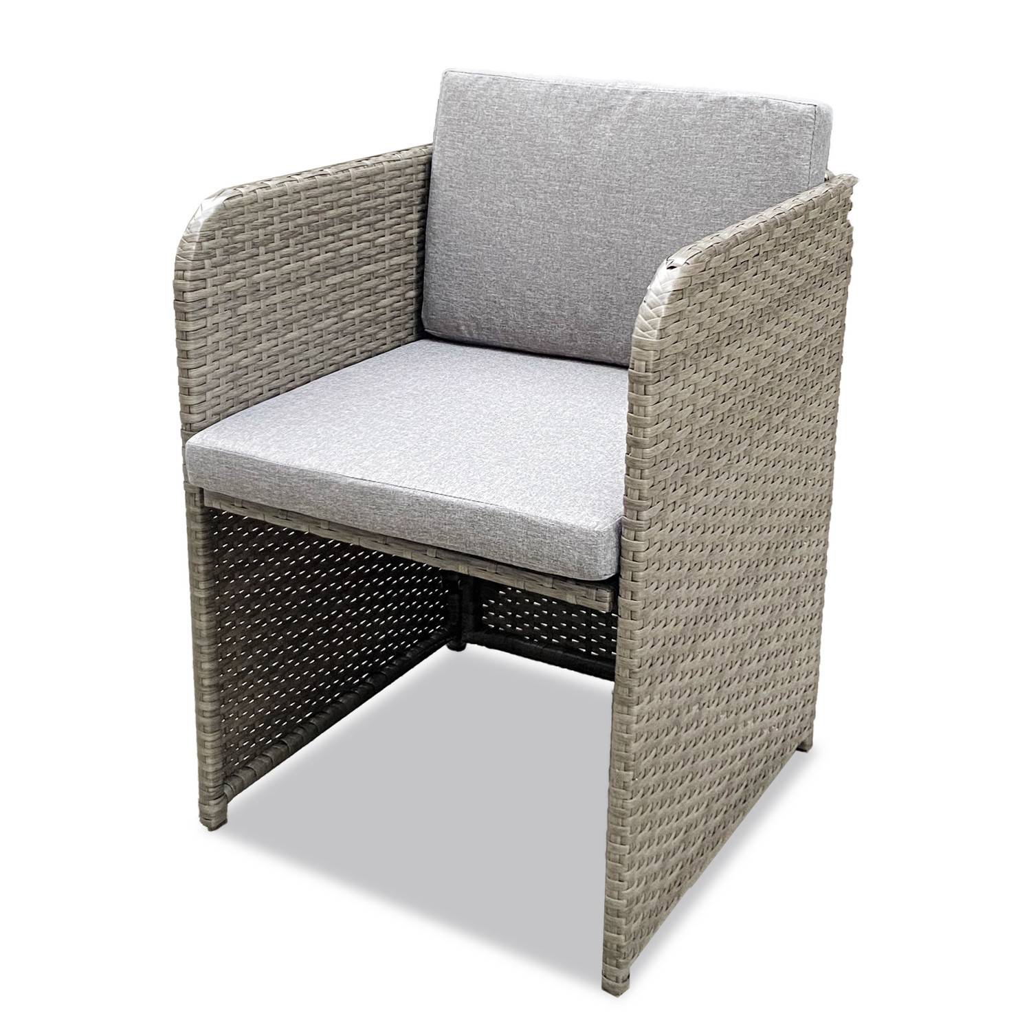 Avril Paris - 8 Places - Ensemble encastrable salon table de jardin aluminium et acier, housse de protection- Gris - CABOURG - Imagen 3