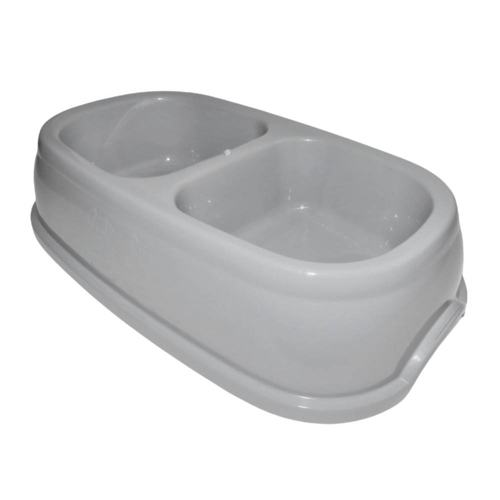 Ecuelle double bol 2 x 400 ml, gris en plastique, pour chien - Imagen 5