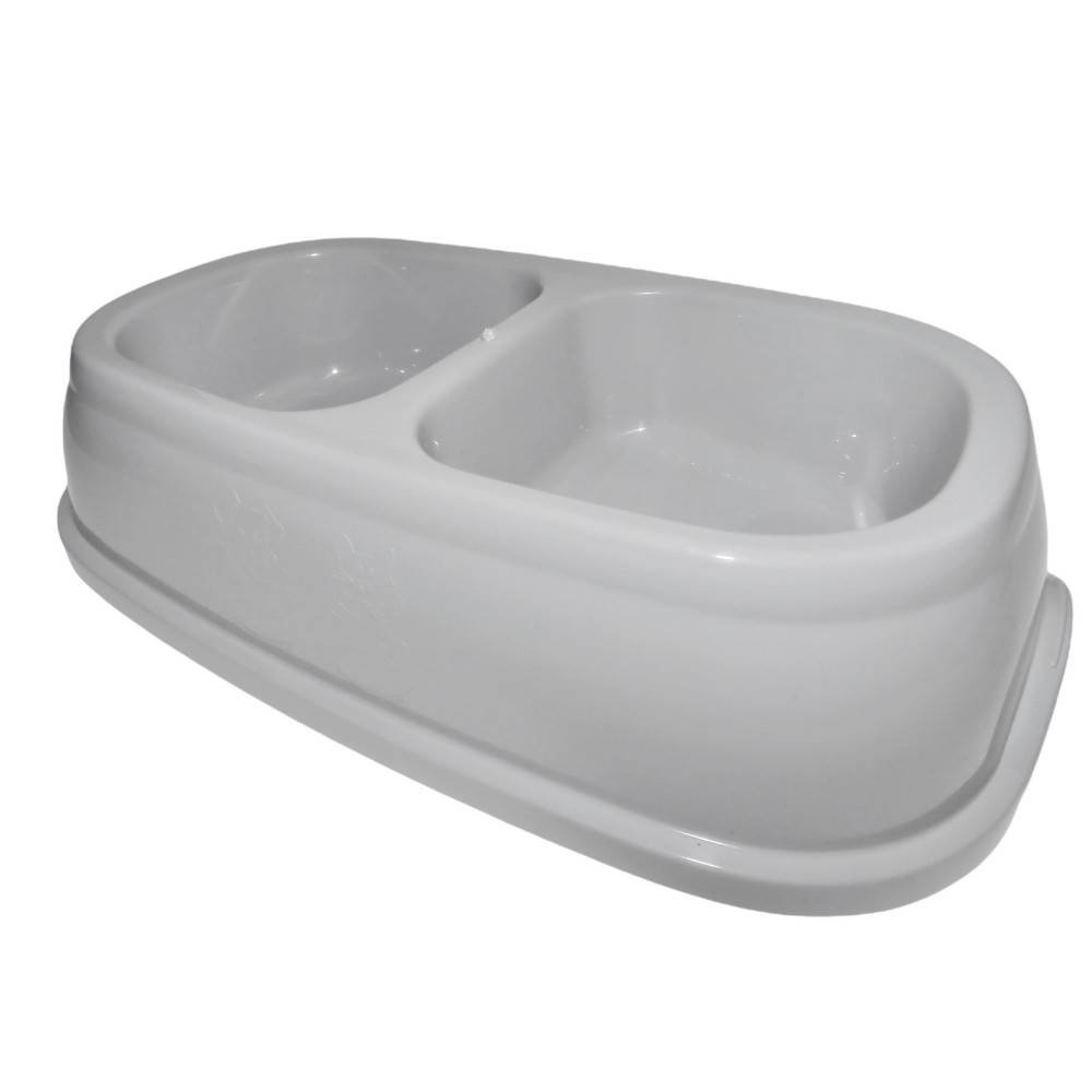 Ecuelle double bol 2 x 400 ml, gris en plastique, pour chien - Imagen 1