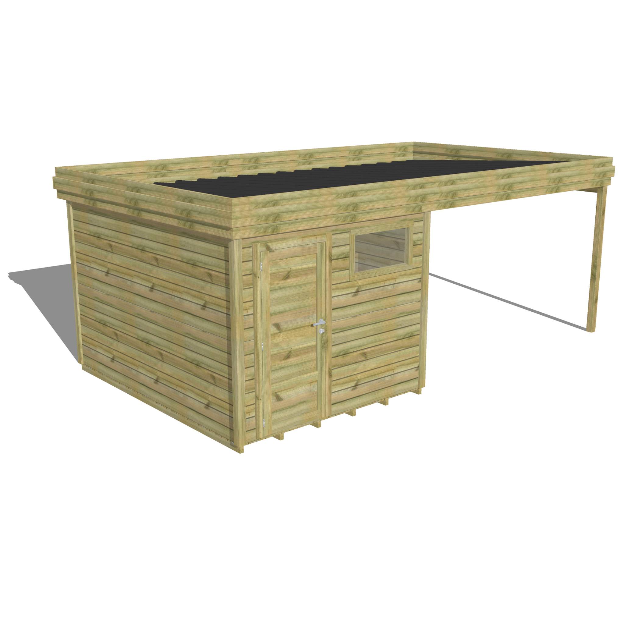 ABRI DE JARDIN bois  autoclave 27mm - 6,14x3,44m / 21m2 - Bac acier - Plancher bois - Image 1