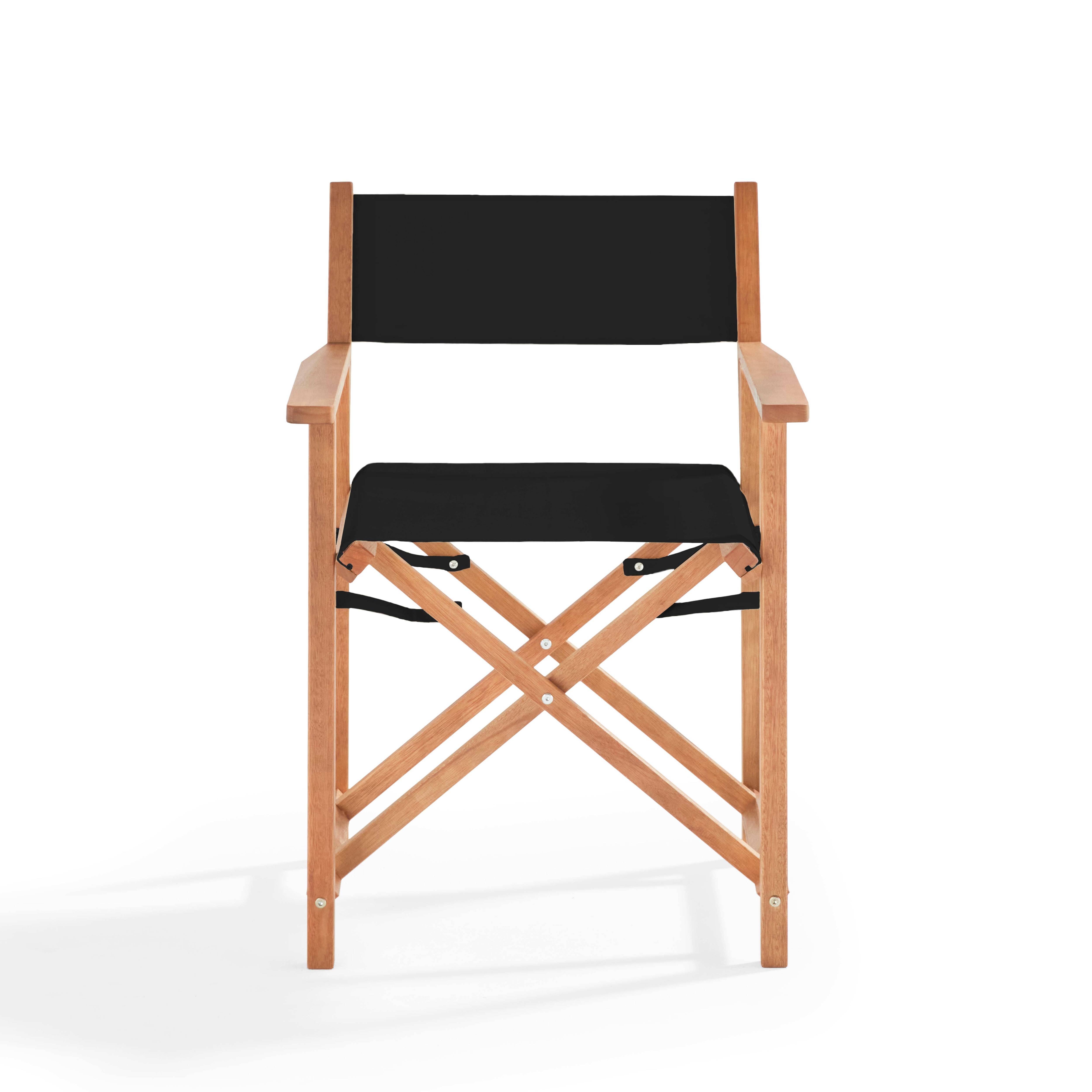 Oviala - Lot de 2 chaises pliantes en bois d'eucalyptus et textilène noir Mostra - Oviala - Imagen 5