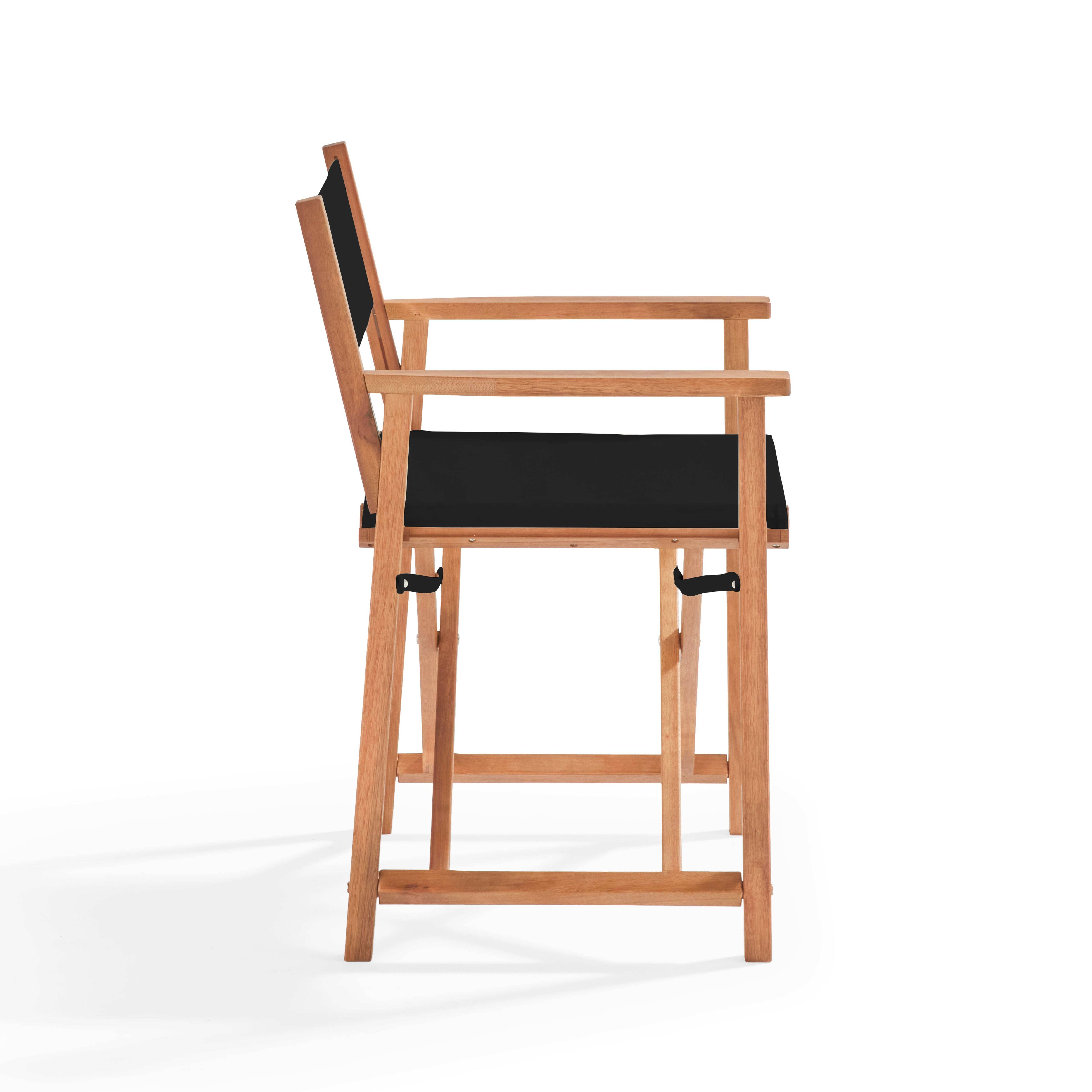 Oviala - Lot de 2 chaises pliantes en bois d'eucalyptus et textilène noir Mostra - Oviala - Imagen 4