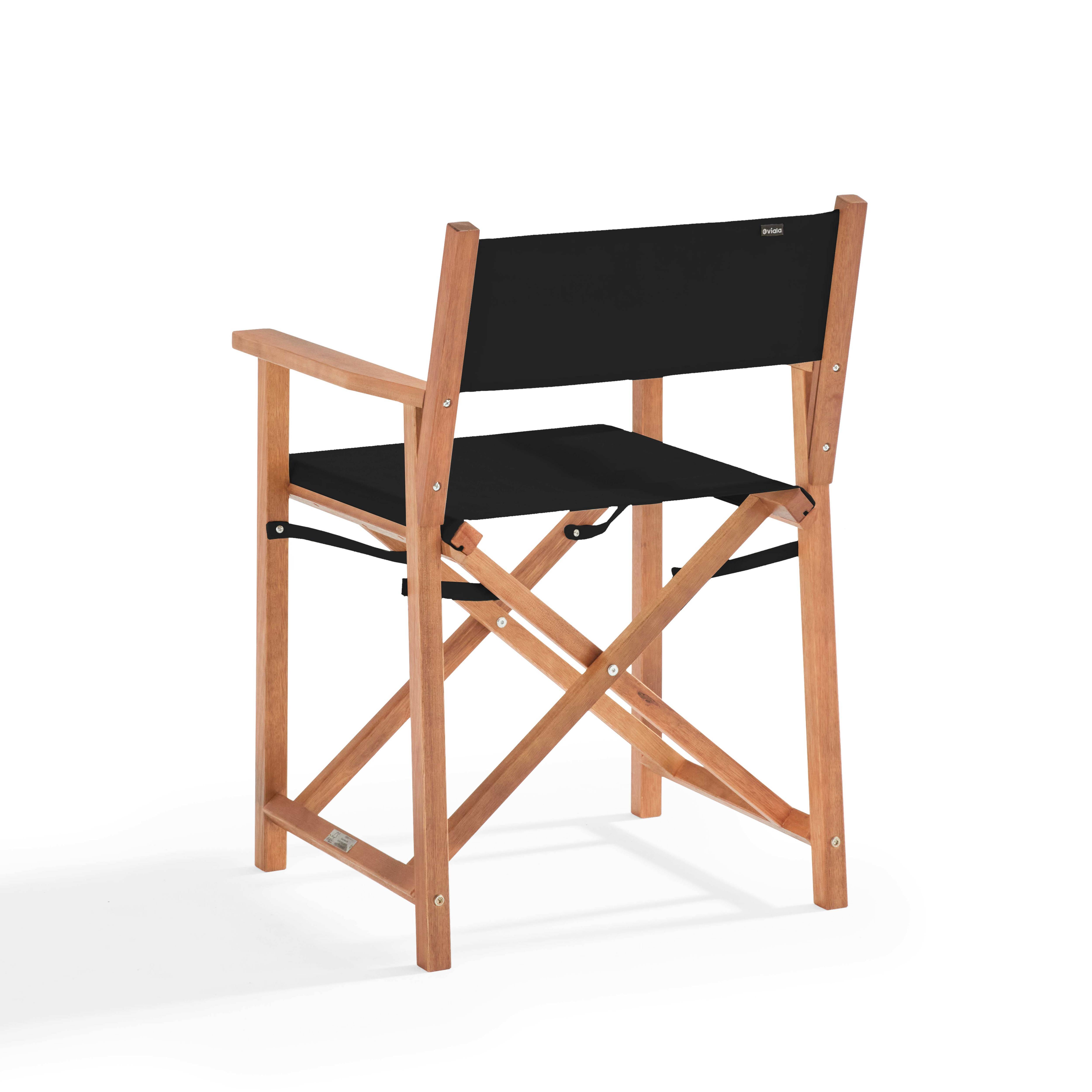 Oviala - Lot de 2 chaises pliantes en bois d'eucalyptus et textilène noir Mostra - Oviala - Imagen 2