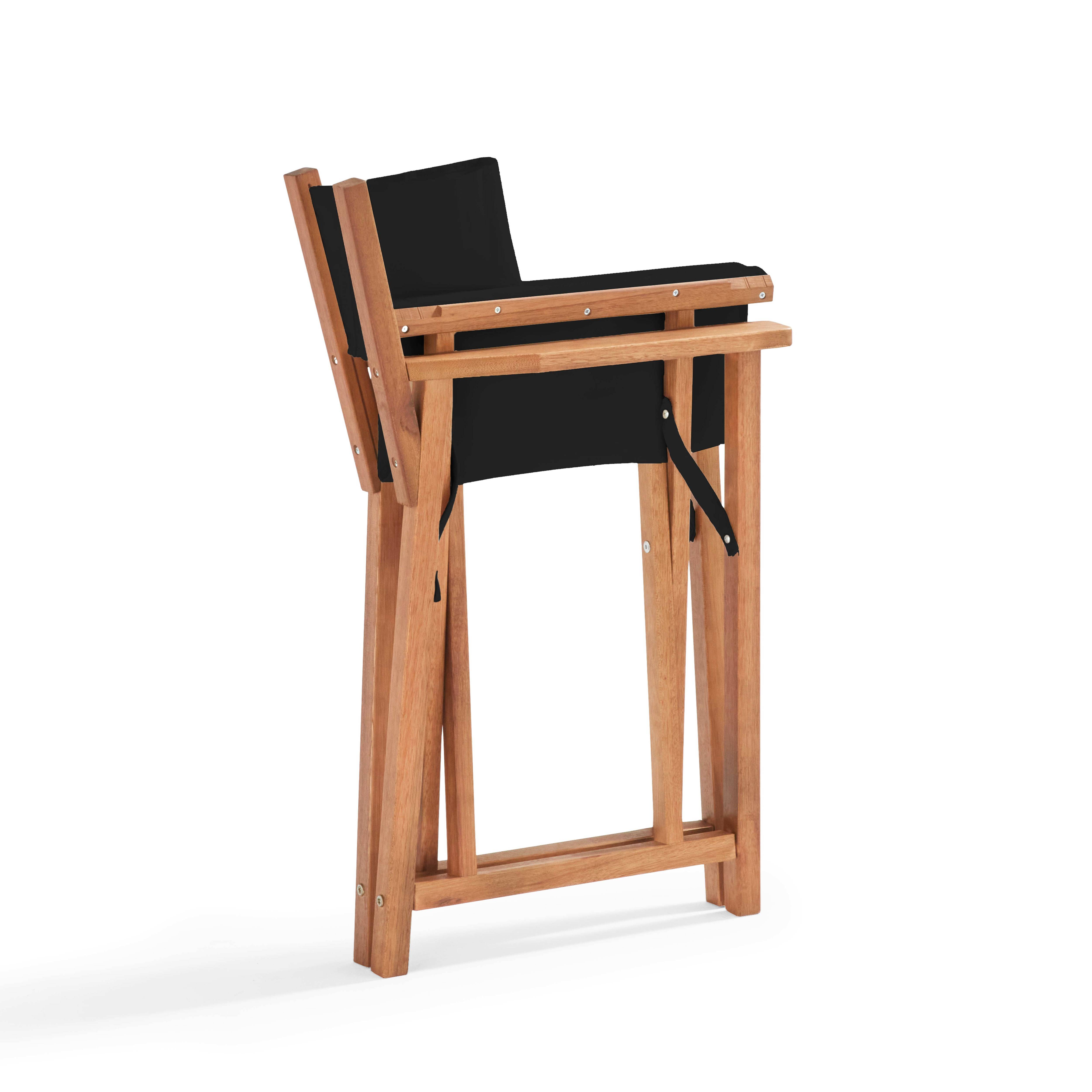 Oviala - Lot de 2 chaises pliantes en bois d'eucalyptus et textilène noir Mostra - Oviala - Imagen 3