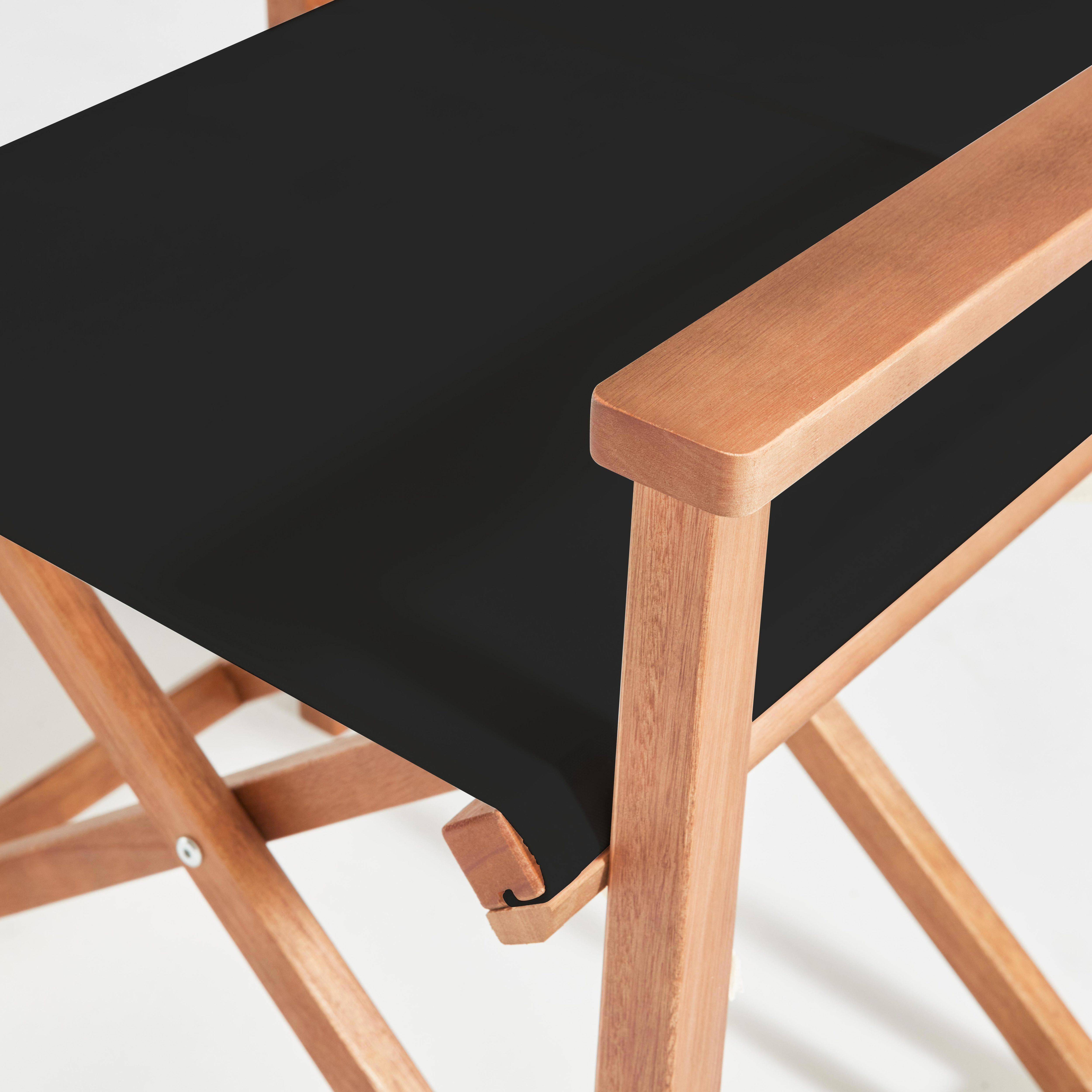 Oviala - Lot de 2 chaises pliantes en bois d'eucalyptus et textilène noir Mostra - Oviala - Imagen 6