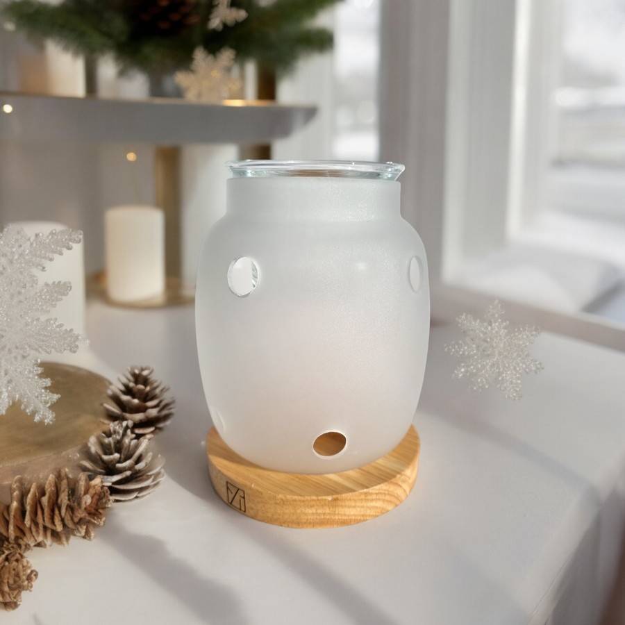 Brûle Parfum Siete - Brûleur Cire Parfumée – Diffuseur Parfum d'Ambiance – Bougeoir en Verre et Bois - Haut: 11.5 cm - Zen'Arôme - Image 7