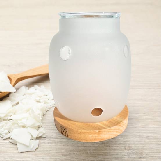 Brûle Parfum Siete - Brûleur Cire Parfumée – Diffuseur Parfum d'Ambiance – Bougeoir en Verre et Bois - Haut: 11.5 cm - Zen'Arôme - Image 10