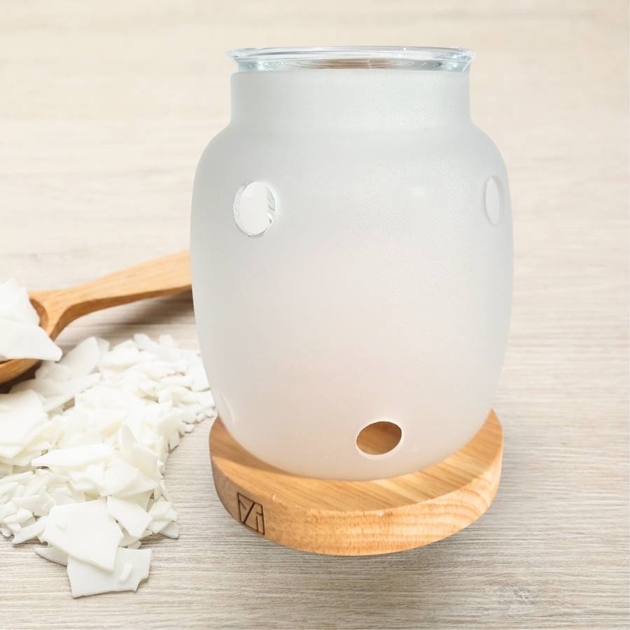Brûle Parfum Siete - Brûleur Cire Parfumée – Diffuseur Parfum d'Ambiance – Bougeoir en Verre et Bois - Haut: 11.5 cm - Zen'Arôme - Image 10