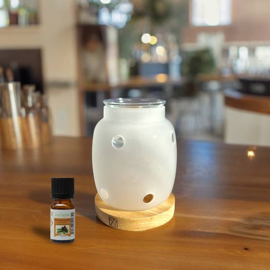 Brûle Parfum Siete - Brûleur Cire Parfumée – Diffuseur Parfum d'Ambiance – Bougeoir en Verre et Bois - Haut: 11.5 cm - Zen'Arôme - Image 9
