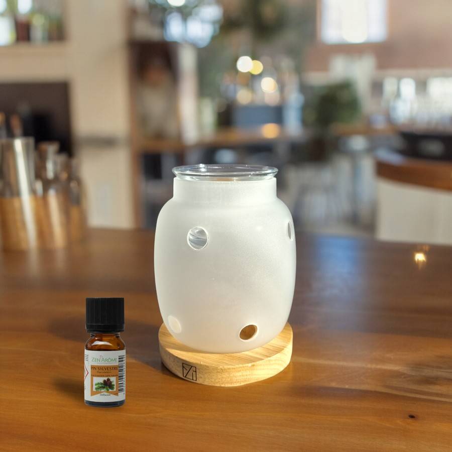 Brûle Parfum Siete - Brûleur Cire Parfumée – Diffuseur Parfum d'Ambiance – Bougeoir en Verre et Bois - Haut: 11.5 cm - Zen'Arôme - Image 9