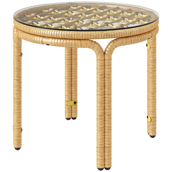 Table d'appoint extérieure résine tressée jaune 50 x 50 x 44 cm - PANGIVO - Image 2