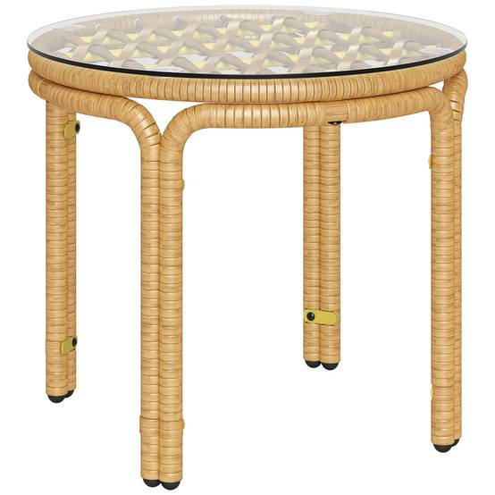 Table d'appoint extérieure résine tressée jaune 50 x 50 x 44 cm - PANGIVO - Image 1