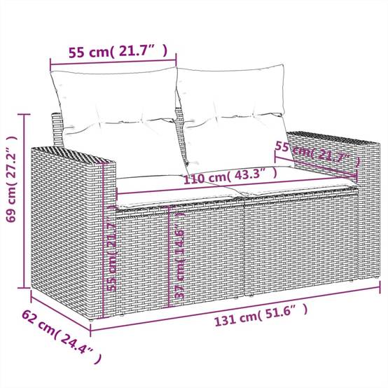 Salon bas de jardin 10 places modulable en résine tressée pour détente extérieure Beige et Gris Clair – ComfortXL Outdoor Living - Image 8