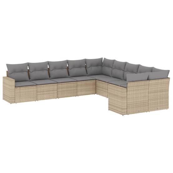 Salon bas de jardin 10 places modulable en résine tressée pour détente extérieure Beige et Gris Clair – ComfortXL Outdoor Living - Image 2