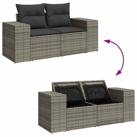 ComfortXL - Salon de jardin 6 places résine tressée avec table ajustable et pouf Gris – ComfortXL Outdoor Living - Image 8
