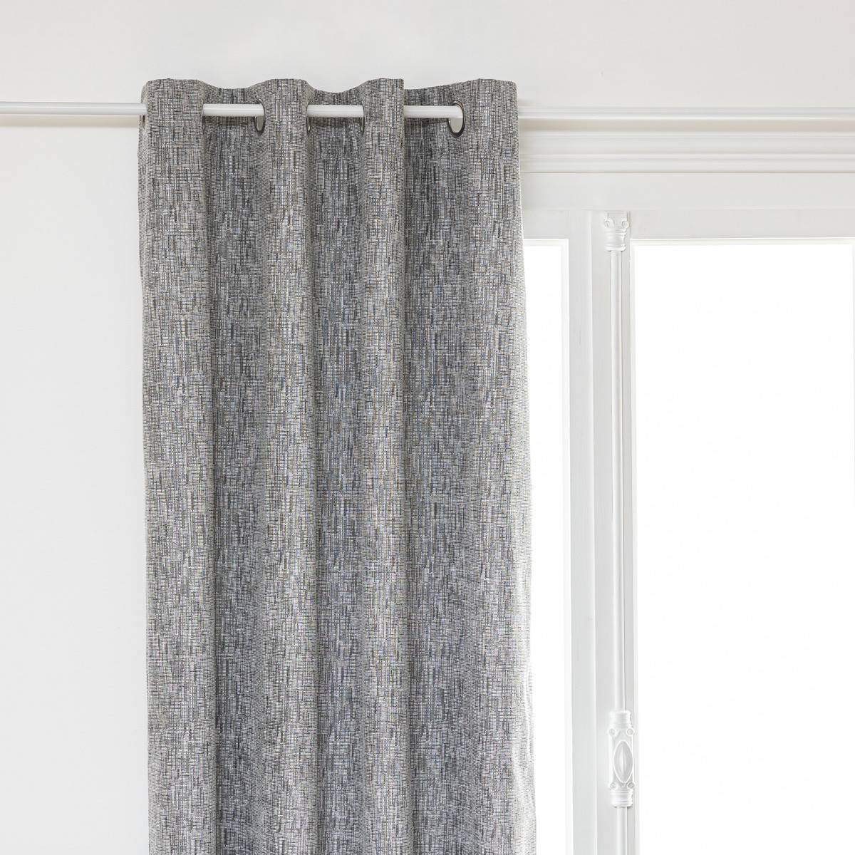 Atmosphera - Lot de 2 Rideaux à  œillets Occultant Jacquard Gris Foncé 140 x 260 cm - Imagen 2